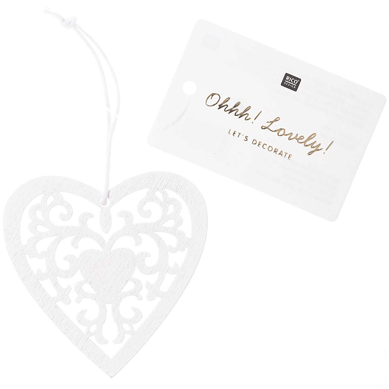 Holzanhänger Ornament Weiß 1 Stück Größe M = 6x6cm von Rico Design