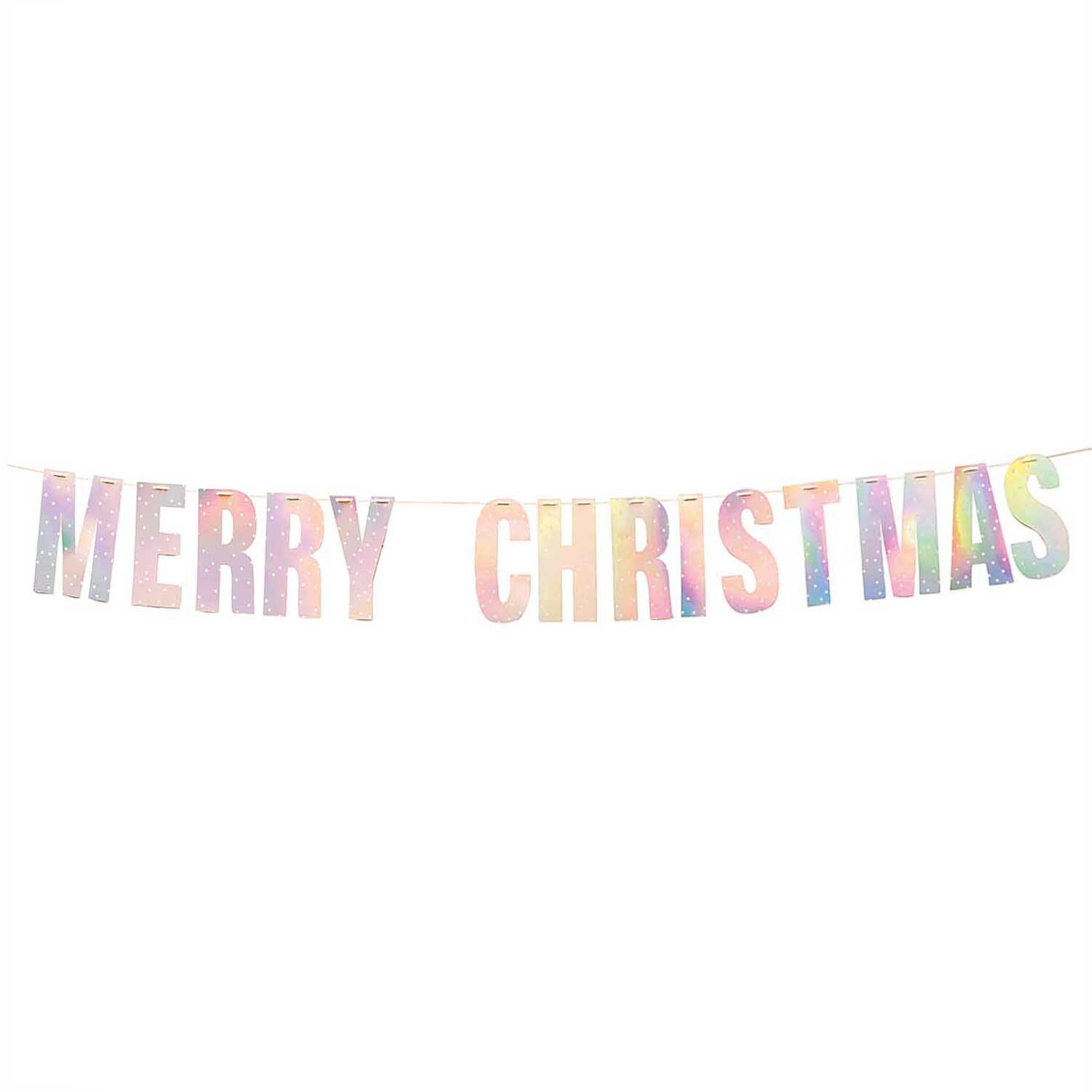 Paper Poetry Girlande Merry Christmas 3m Hot Foil Farbe Silber Irisierend von Rico Design Paper Poetry Girlande Merry Christmas 3m Hot Foil: Eine schimmernde, silber irisierende Girlande mit dem Schriftzug "Merry Christmas".