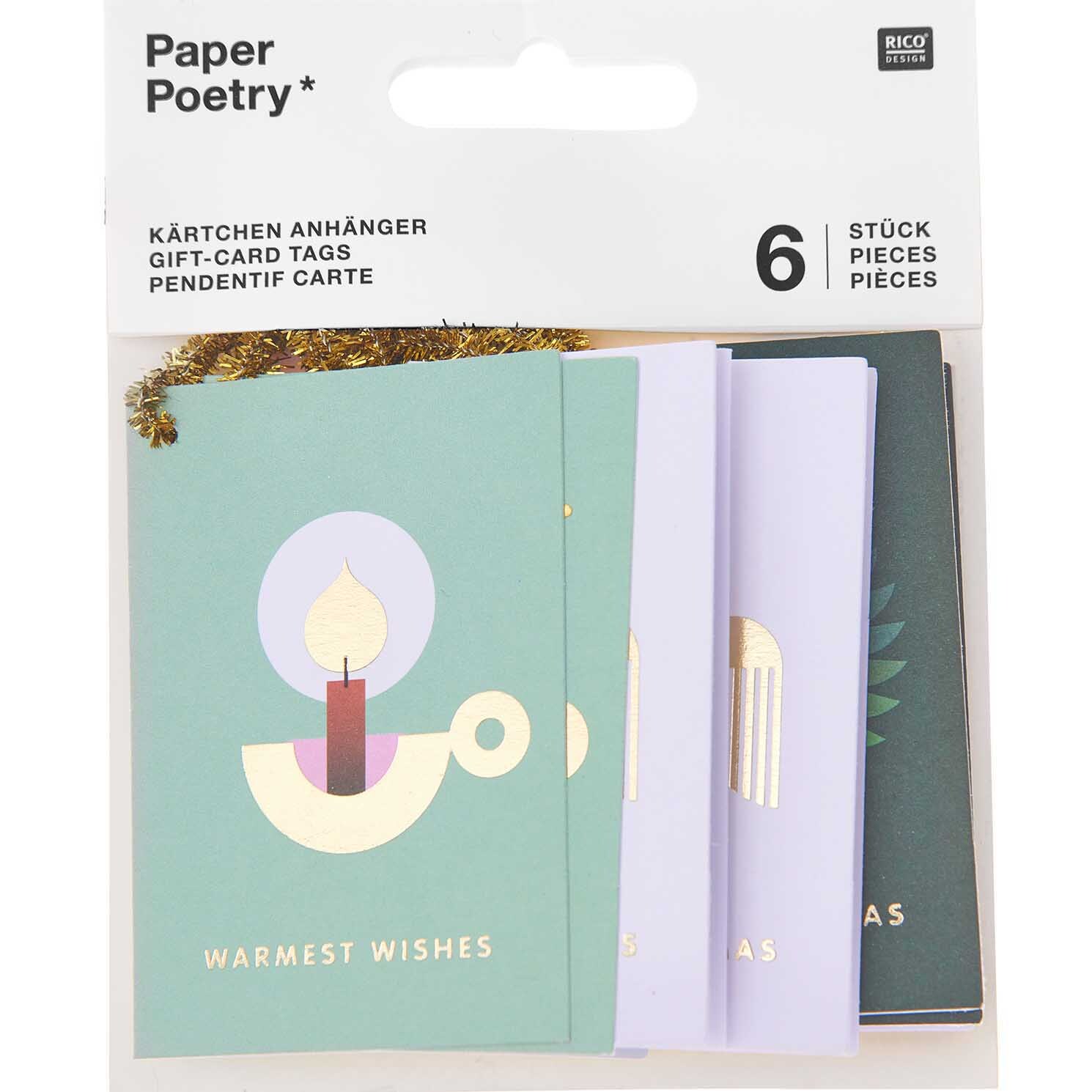 Paper Poetry Kärtchenanhänger klassisch Merry Christmas 6 Stück von Rico Design