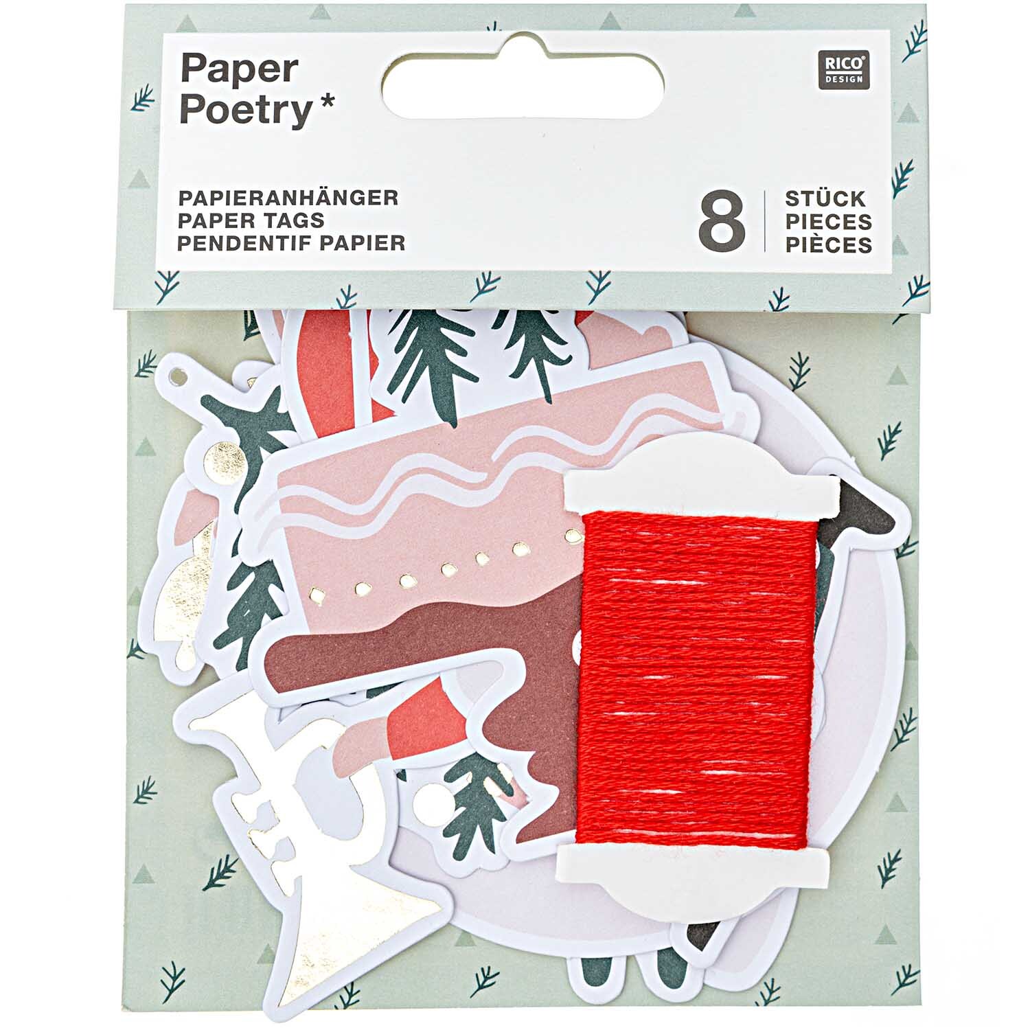 Paper Poetry Papieranhänger Jolly Christmas Classic 8 Stück von Rico Design