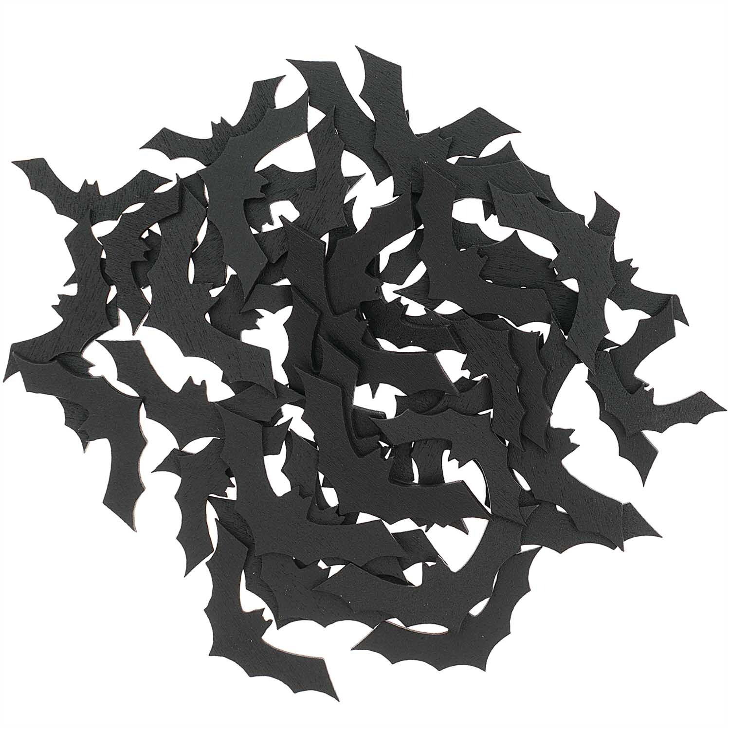 Holzstreu Fledermaus Mix in Schwarz von Rico Design, 48 Stück. Ideal für kreative Dekorationen.