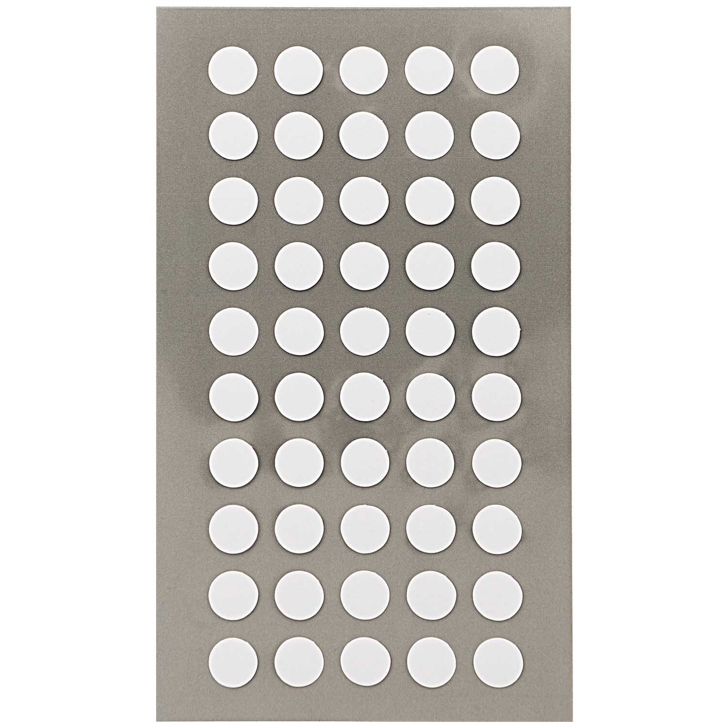 Office Sticker Punkte 8mm 4 Bogen von Rico Design. Weiße Punkte auf grauem Hintergrund, ideal für Büroanwendungen.