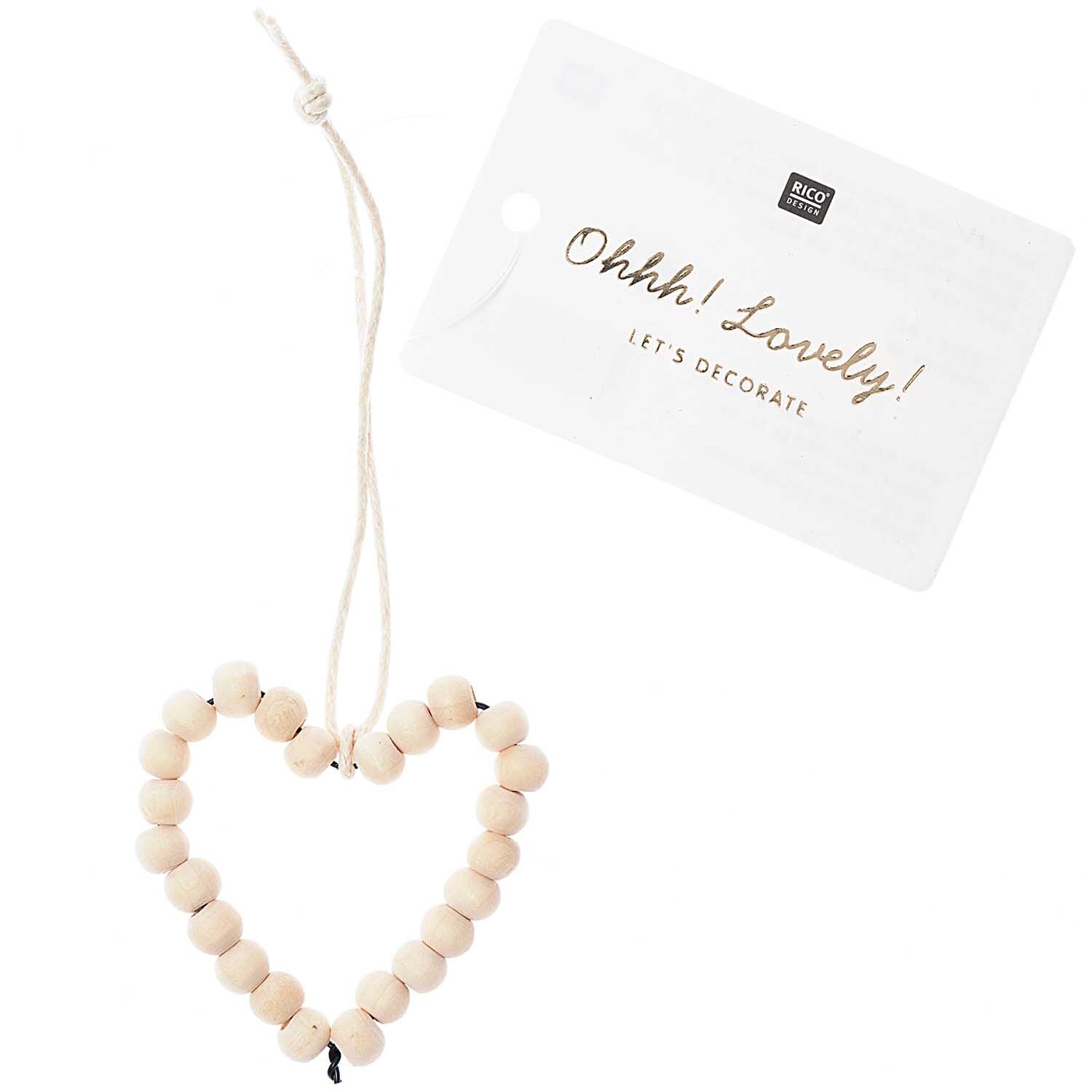Pendentif perles cœur M bois from Rico Design