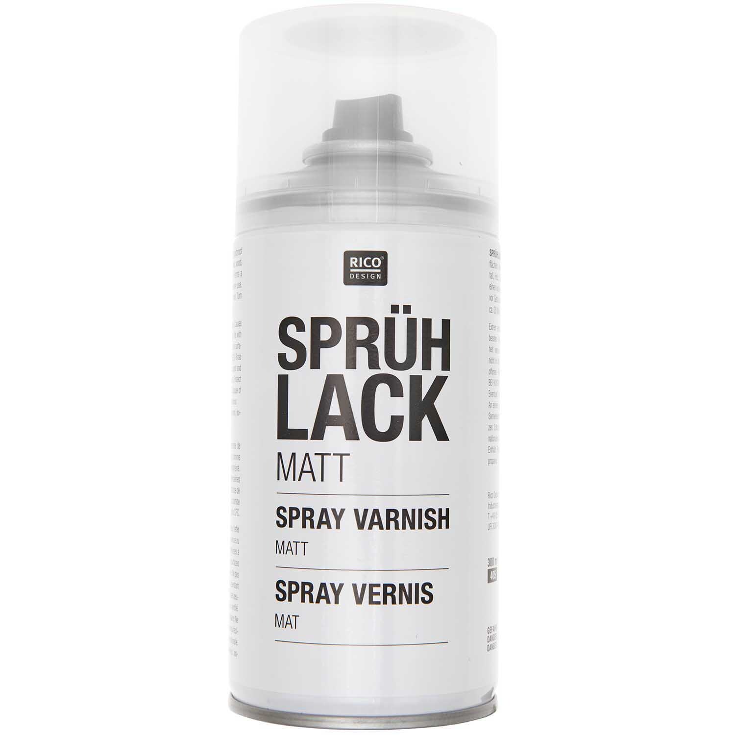 Sprühlack matt 300ml von Rico Design, ideal für kreative Projekte. Die Dose zeigt das Etikett mit Produktinformationen.
