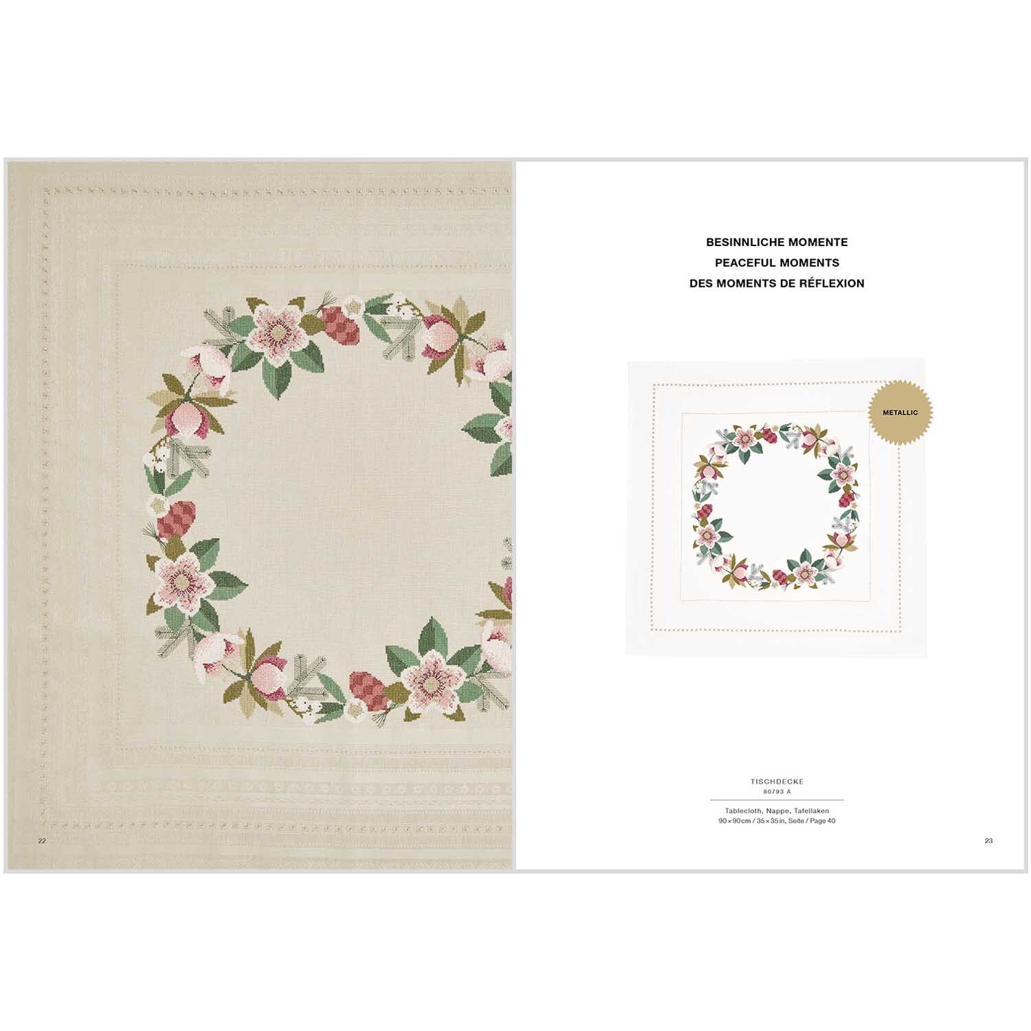 Livret de broderie Christmas Joy No. 182 from Rico Design Stickbuch Christmas Joy Nr. 182 zeigt ein florales Stickmuster mit roten und grünen Akzenten von Rico Design.