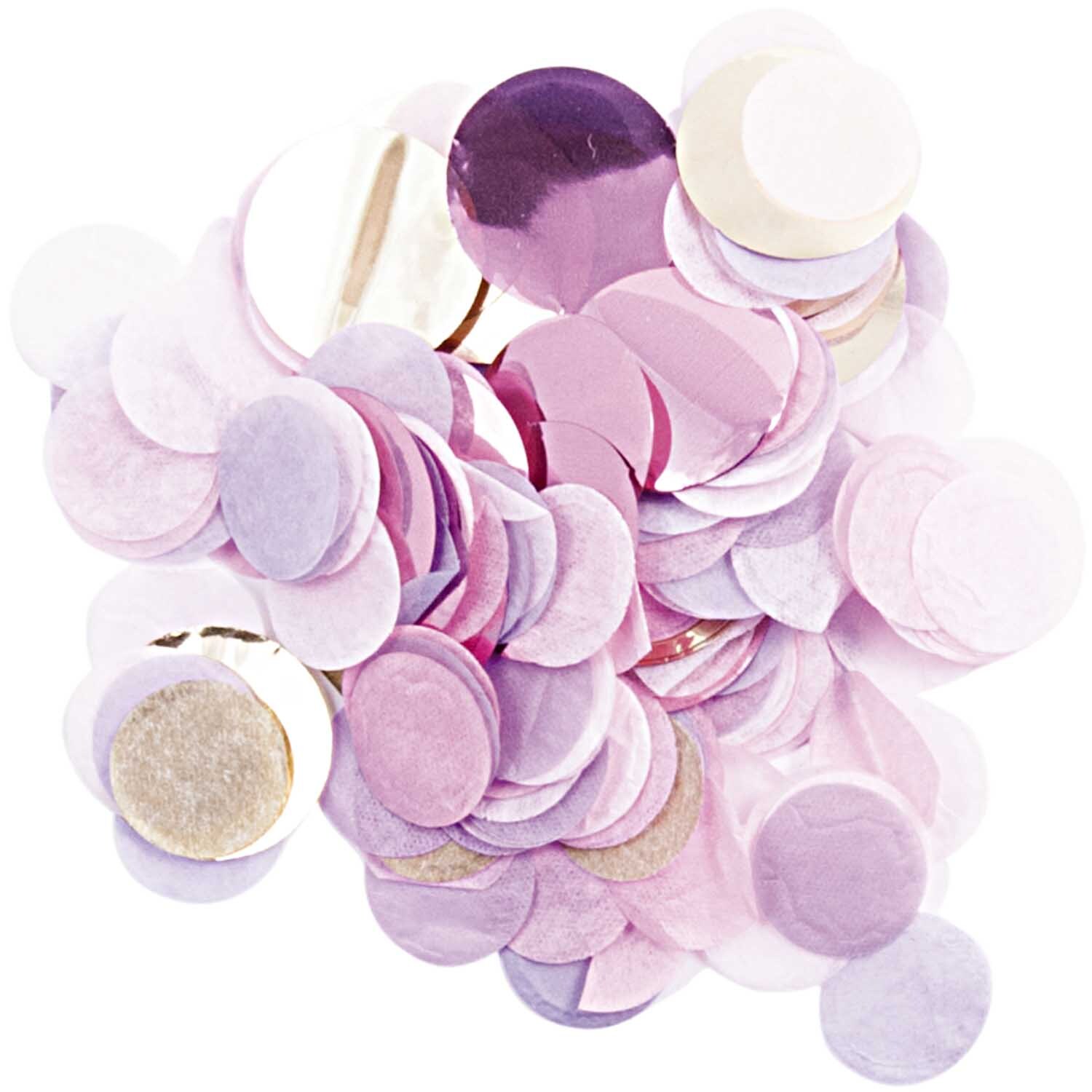 Konfetti rosa Mix 20g von Rico Design, bestehend aus verschiedenen rosa und lila Tönen. Ideal für festliche Dekorationen.