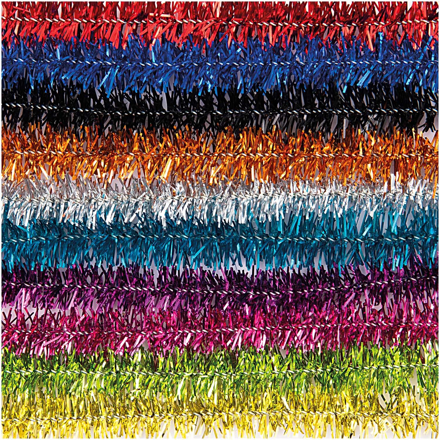 Chenilledraht-Mix 50cm 10 Stück Farbe Glitter Bunt von Rico Design Chenilledraht-Mix 50cm 10 Stück von Rico Design zeigt bunte, glitzernde Drähte in verschiedenen Farben.