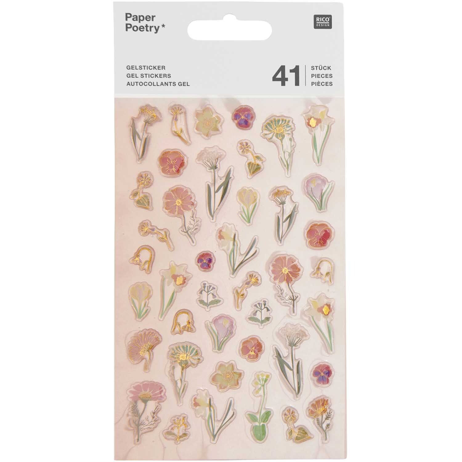 Paper Poetry Puffy-Sticker Futschikato Blumen 41 Stück von Rico Design