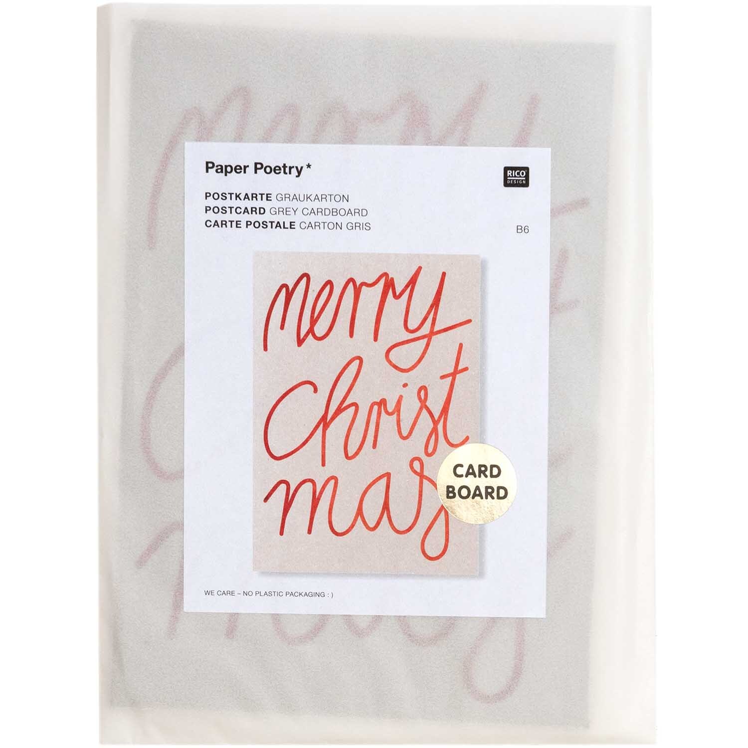 Postkarte Merry Christmas Graukarton rot B6 von Rico Design
