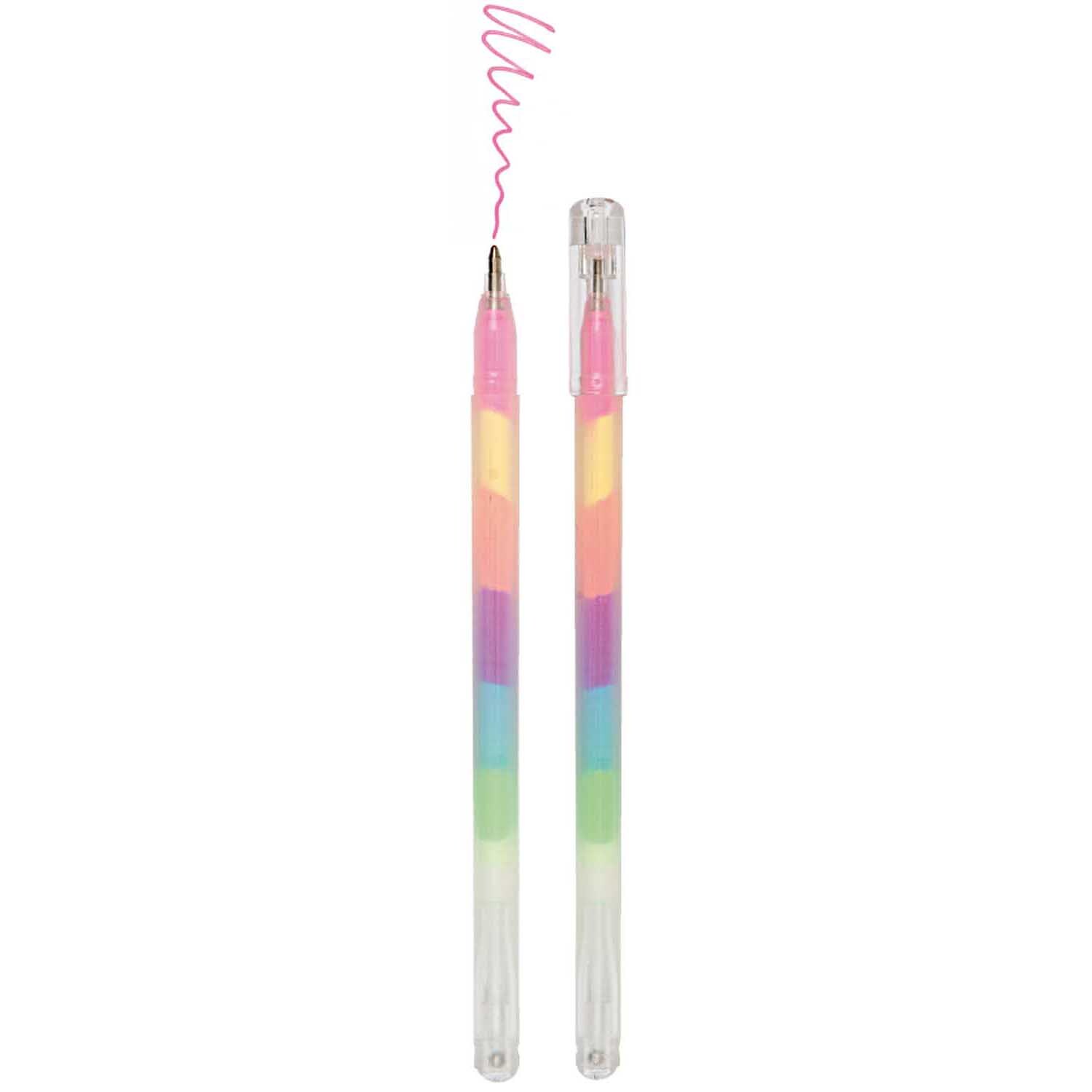 Paper Poetry gel pen rainbow 0.8mm from Rico Design Paper Poetry Gelstift Regenbogen 0,8mm von Rico Design. Zwei mehrfarbige Stifte mit transparentem Gehäuse und farbiger Tinte.