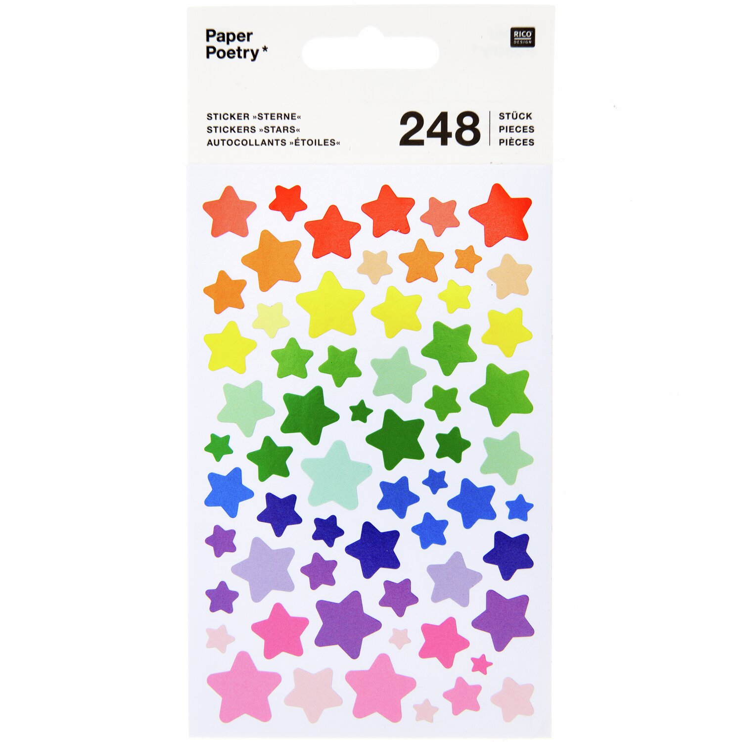Paper Poetry Sticker Sterne mehrfarbig 10x19cm 4 Bogen von Rico Design