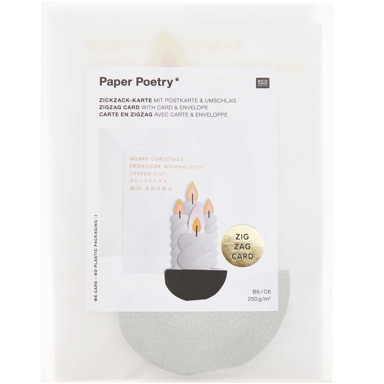 Paper Poetry Zickzack-Karte Kerzen schwarz 65x16cm von Rico Design