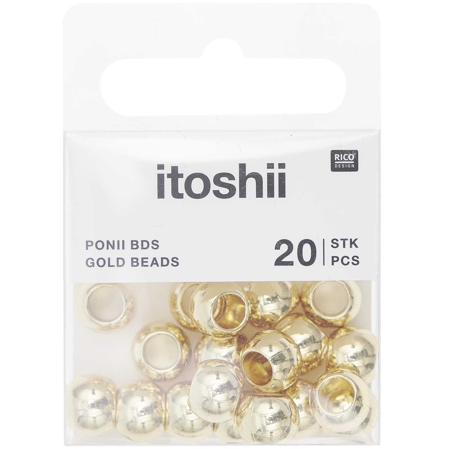 itoshii - Ponii Beads Perlen 9x7mm 20 Stück Farbe Gold von Rico Design