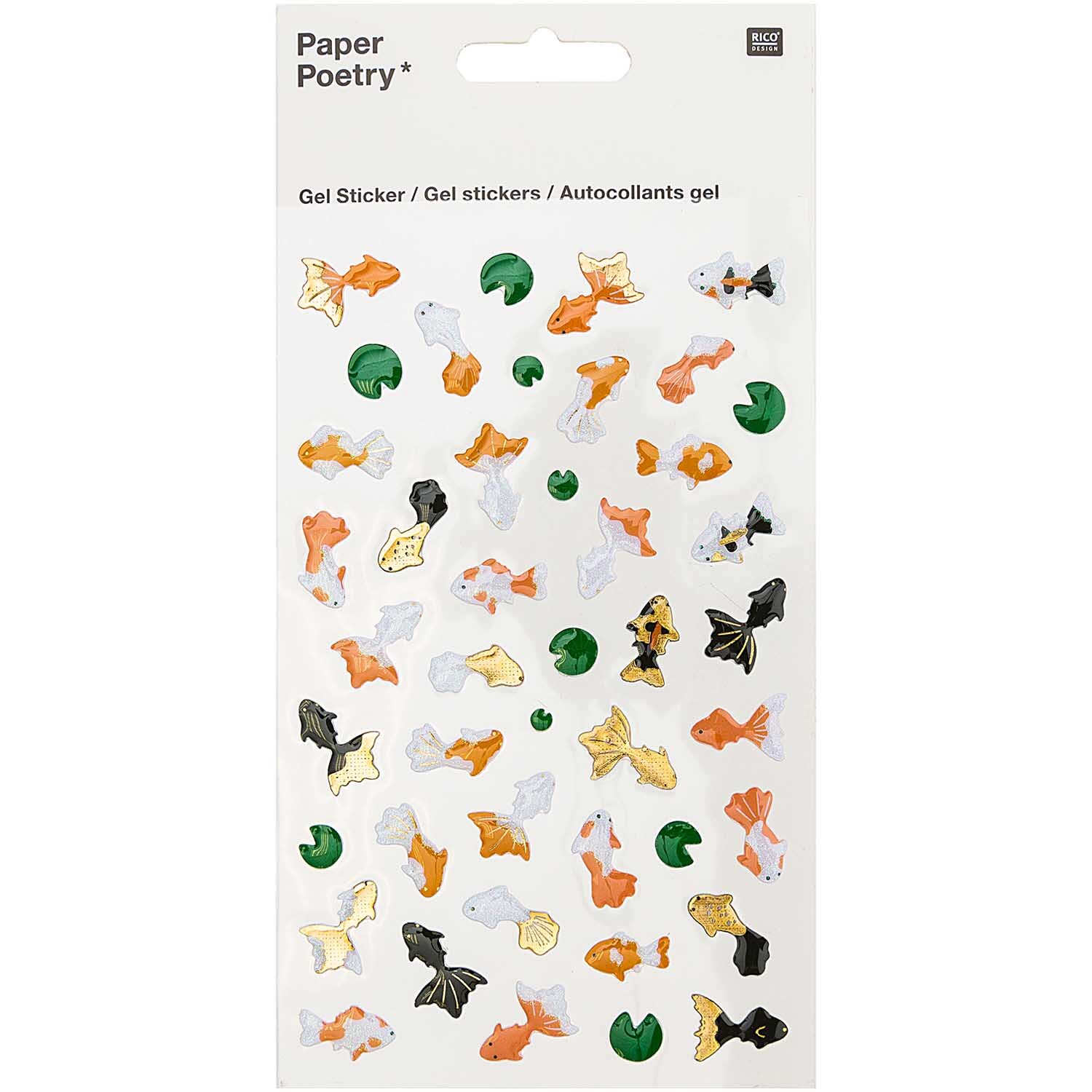 Paper Poetry Gelsticker Jardin Japonais zeigt bunte Kois und Lotusblüten von Rico Design.