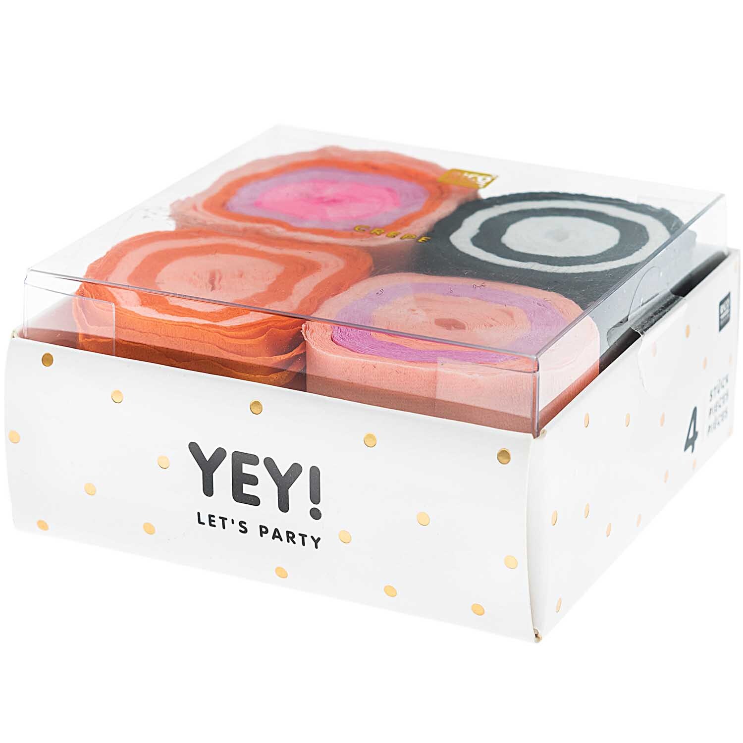 Paper Poetry Kreppbänder Cake orange-rosa Mix 3,5cm 10m von Rico Design