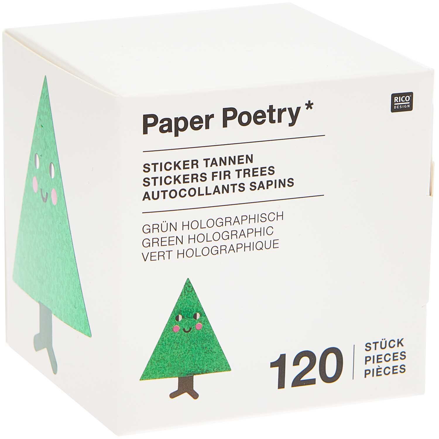 Paper Poetry Sticker Tannen 5x6cm 120 Stück auf der Rolle Hot Foil von Rico Design