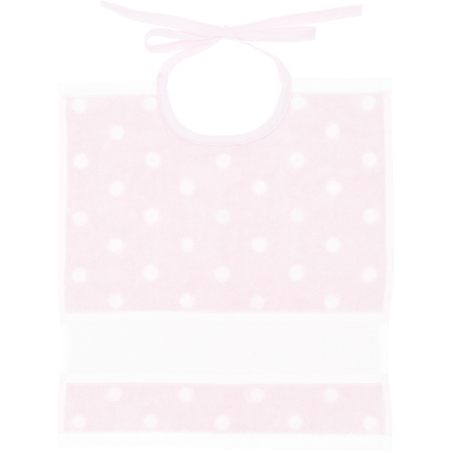 Lätzchen mit Punkten in zartem Rosa von Rico Design, 30x34cm, GOTS-zertifiziert, mit Bindeband.