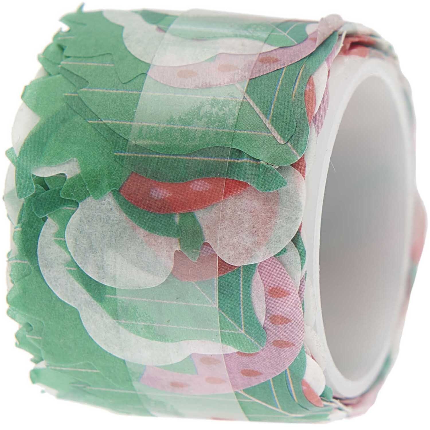 Paper Poetry Washi Sticker Erdbeeren von Rico Design, 200 Stück. Rolle mit grünen und roten Erdbeer-Motiven. Ideal für kreative Bastelprojekte.