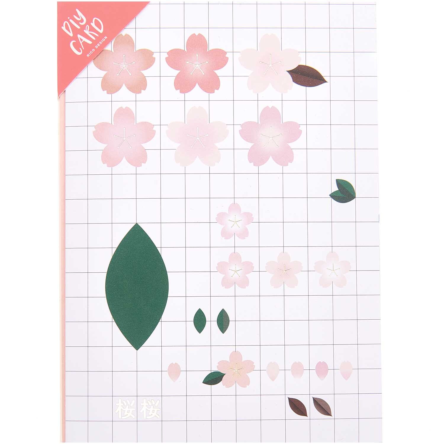 Paper Poetry Grußkartenset Kirschblüten grafisch von Rico Design