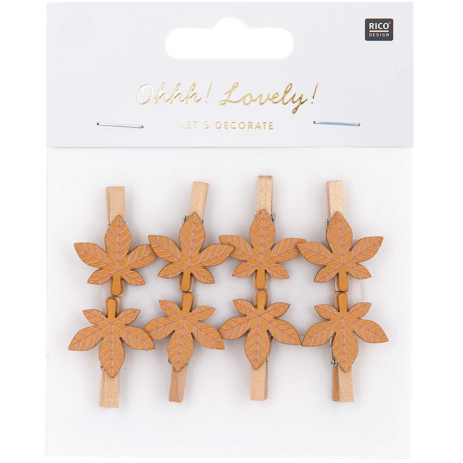 Holzclips Blatt braun 3cm 8 Stück von Rico Design