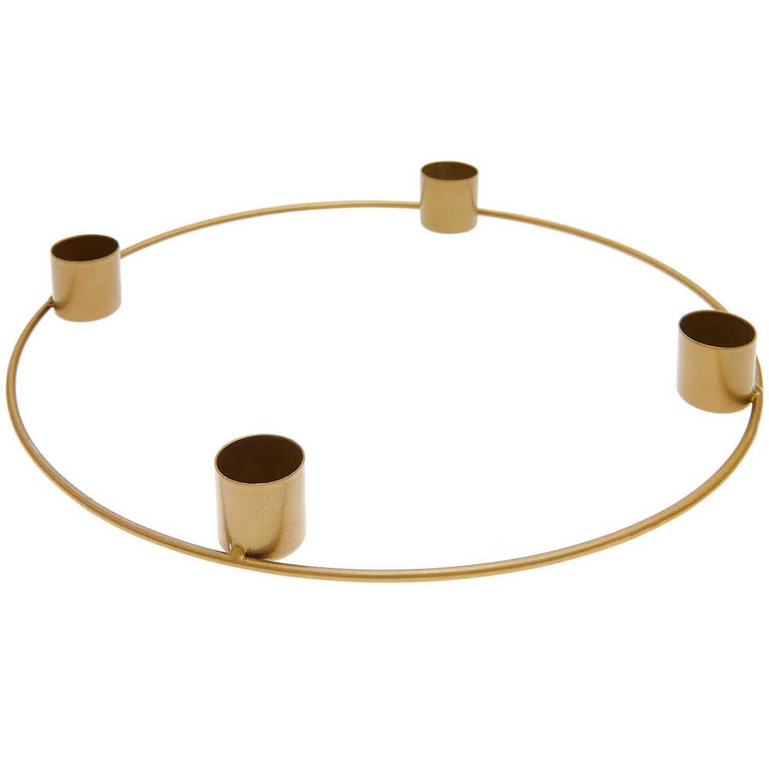 Metallring Adventskranz Ø 25cm Farbe Gold Matt von Rico Design Metallring Adventskranz Ø 25cm aus goldfarbenem Metall mit vier Kerzenhaltern von Rico Design.
