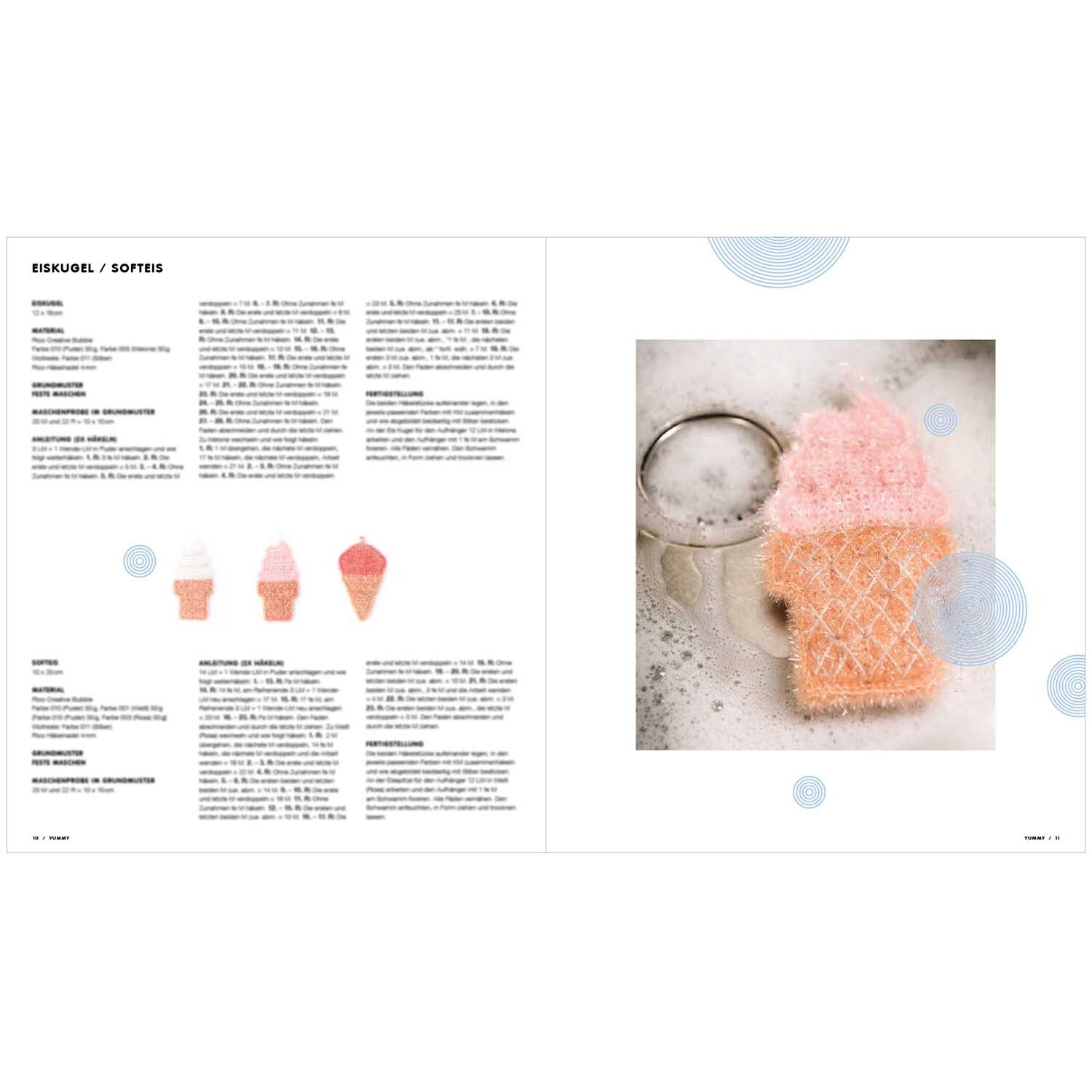 Creative Bubble Yummy - Häkeln Sie lustige Spülschwämme in Form von Eiscreme mit Rico Design.