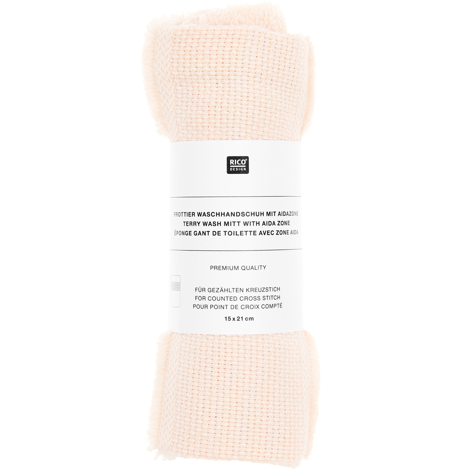 Gant de toilette 15x21cm, GOTS Couleur Poudre from Rico Design