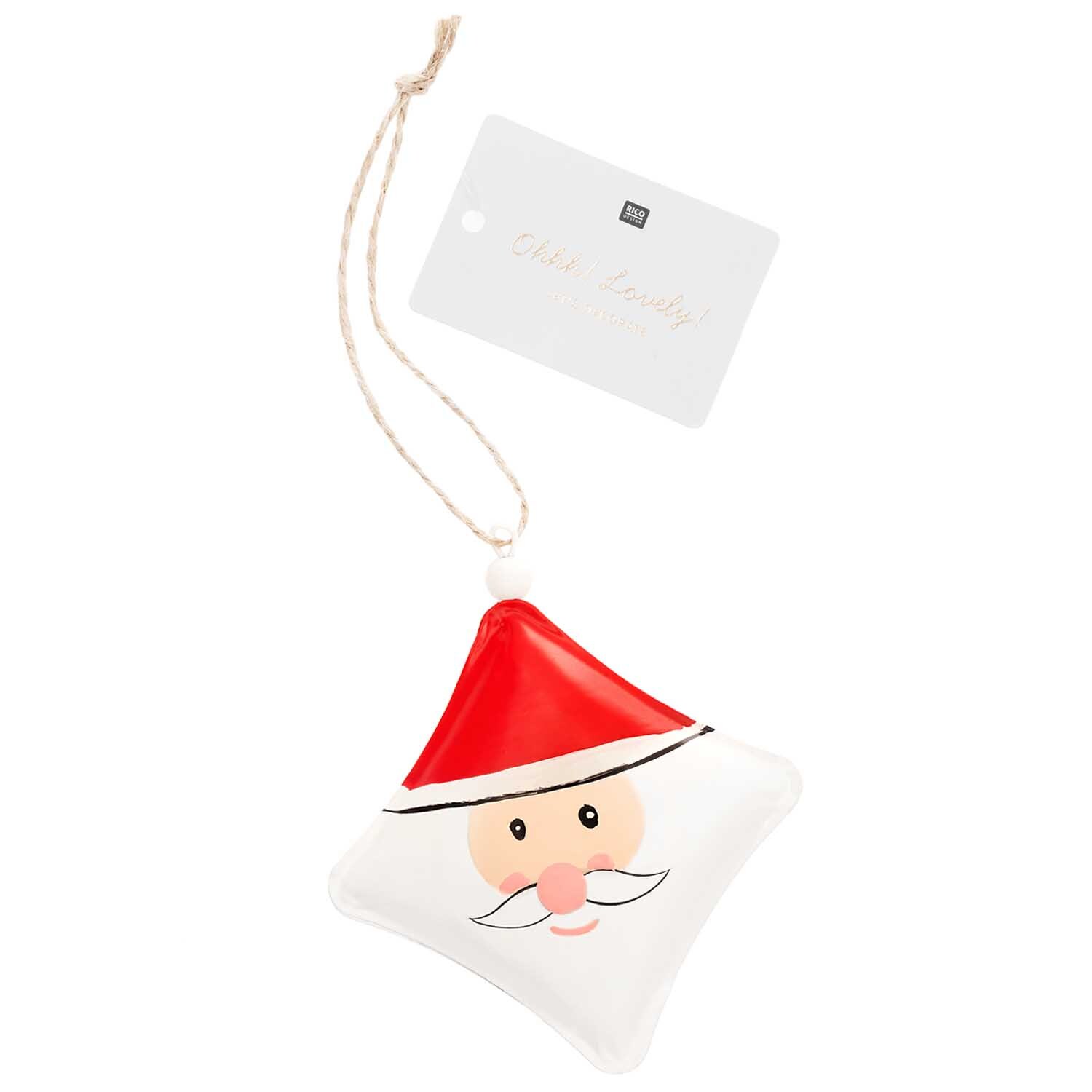 Metallhänger Weihnachtsmann rot-weiß 10x10cm von Rico Design
