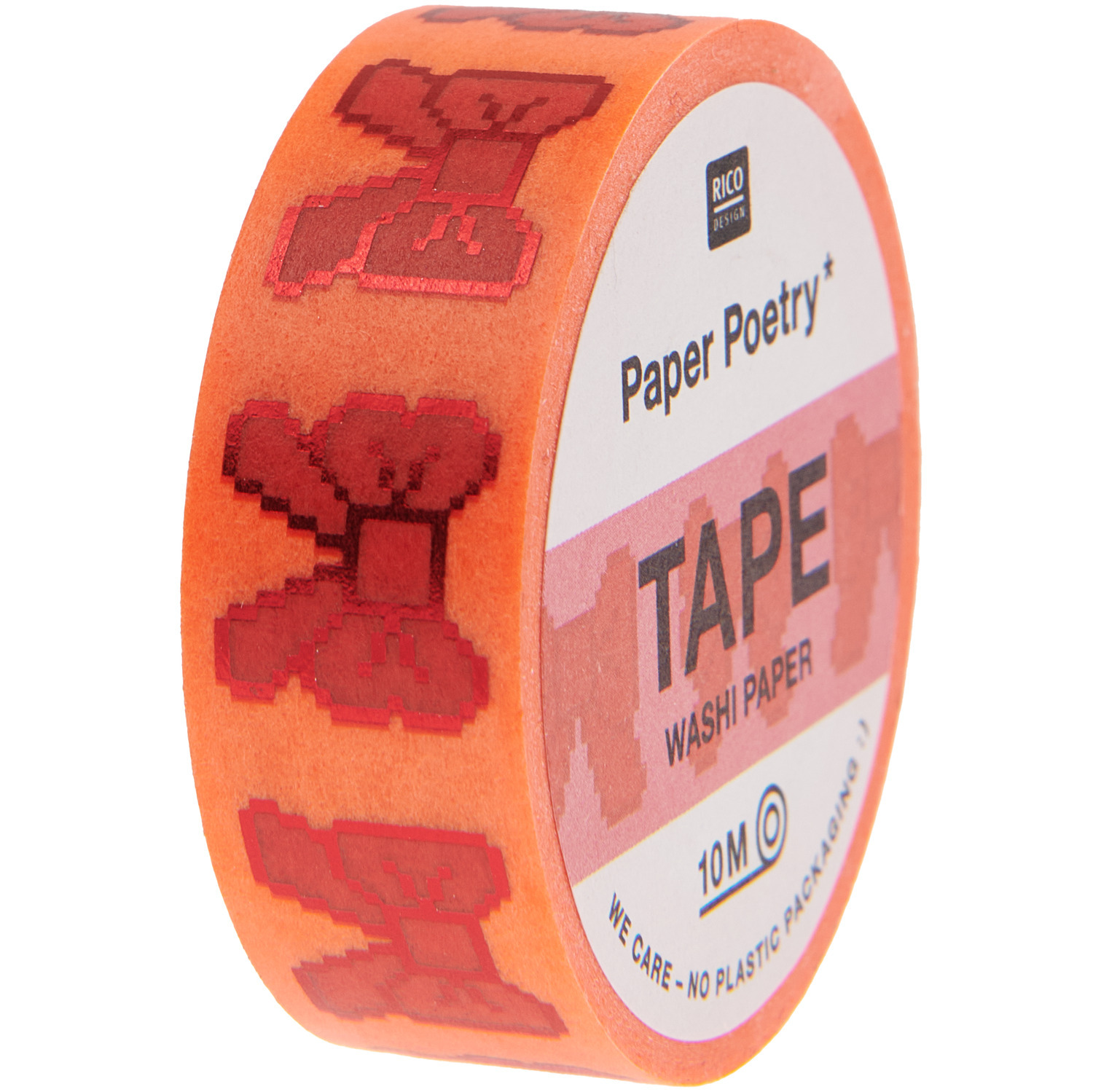 Paper Poetry Tape Schleifen Pixel Rot 1,5cmx10m von Rico Design