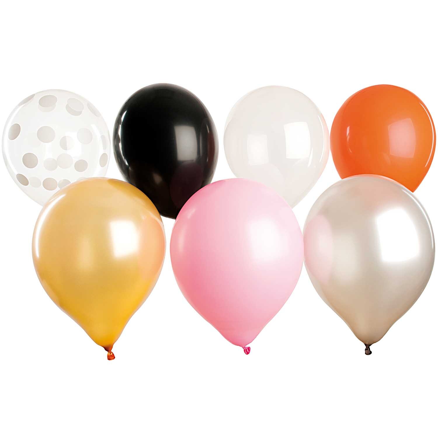 Luftballon Mix Halloween 30cm 12 Stück von Rico Design zeigt bunte Ballons in verschiedenen Farben, ideal für Halloween-Dekorationen.