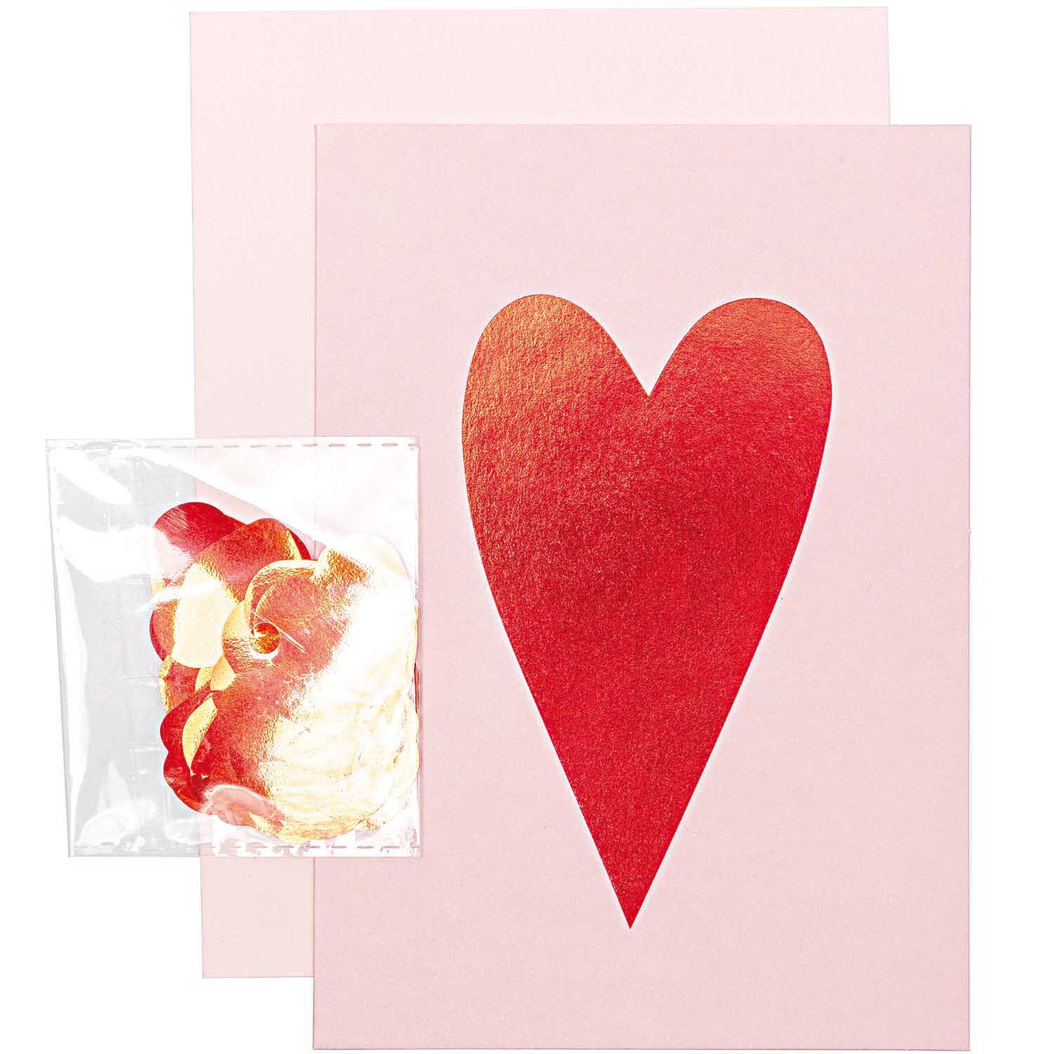 Paper Poetry Grußkartenset It must be love Herz rot von Rico Design Paper Poetry Grußkartenset mit rotem Herzmotiv auf rosa Hintergrund, inklusive Umschlag und Deko von Rico Design.