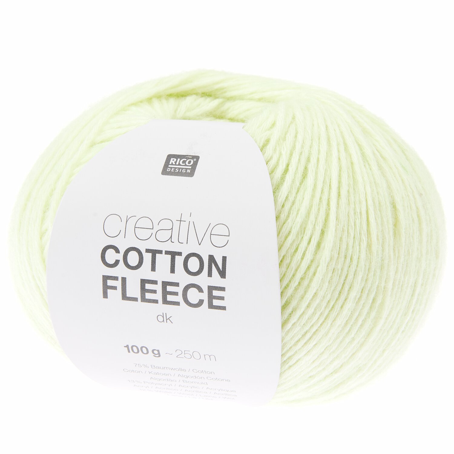 Creative Cotton Fleece dk 100g 250m Couleur Buttermilch from Rico Design Creative Cotton Fleece dk: Weiches, hellgelbes Garn von Rico Design, 100g, 250m, ideal für Strickprojekte.