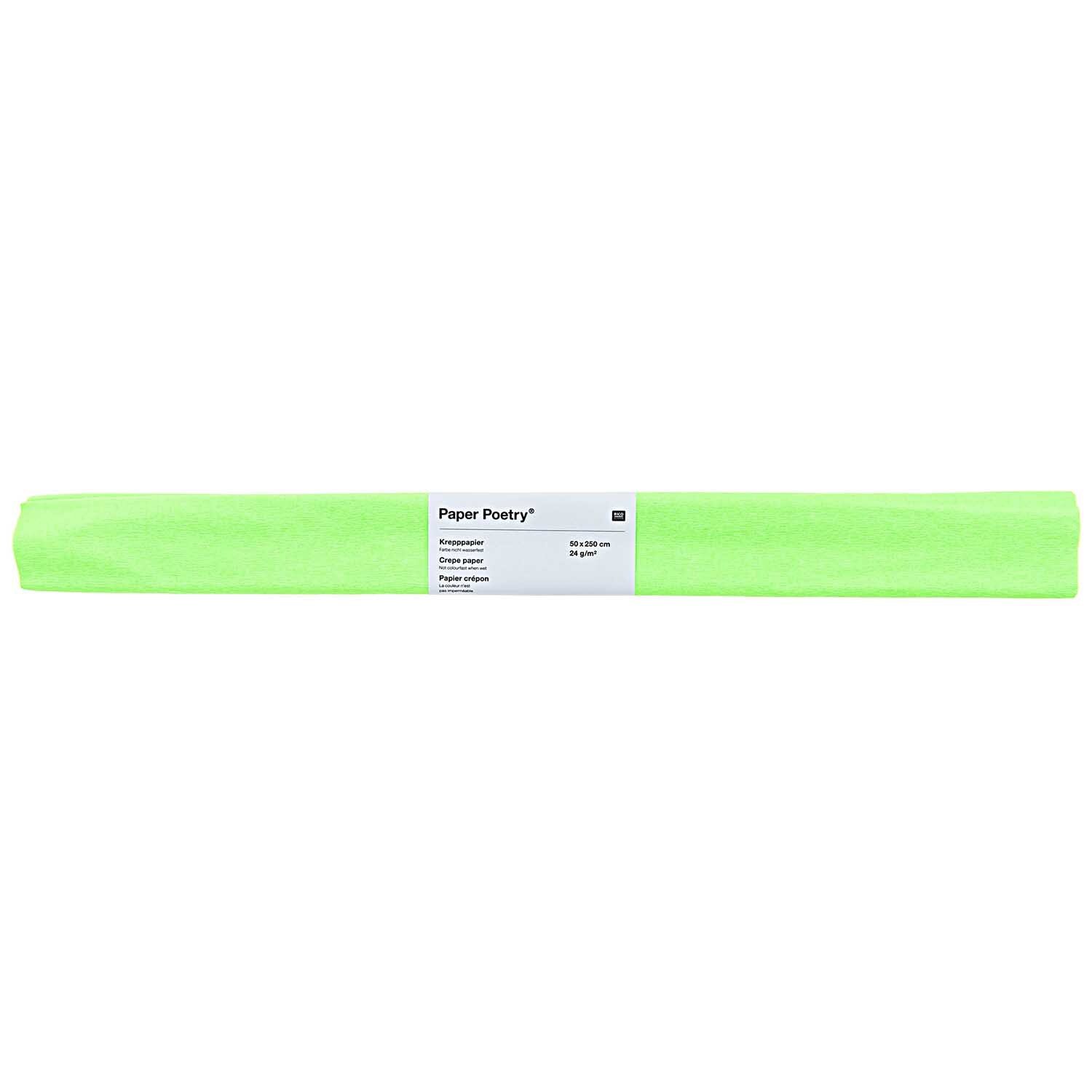 Krepp-Papier 50x250cm Farbe Neongrün von Rico Design Krepp-Papier 50x250cm in leuchtendem Neongrün von Rico Design, ideal für kreative Bastelprojekte.
