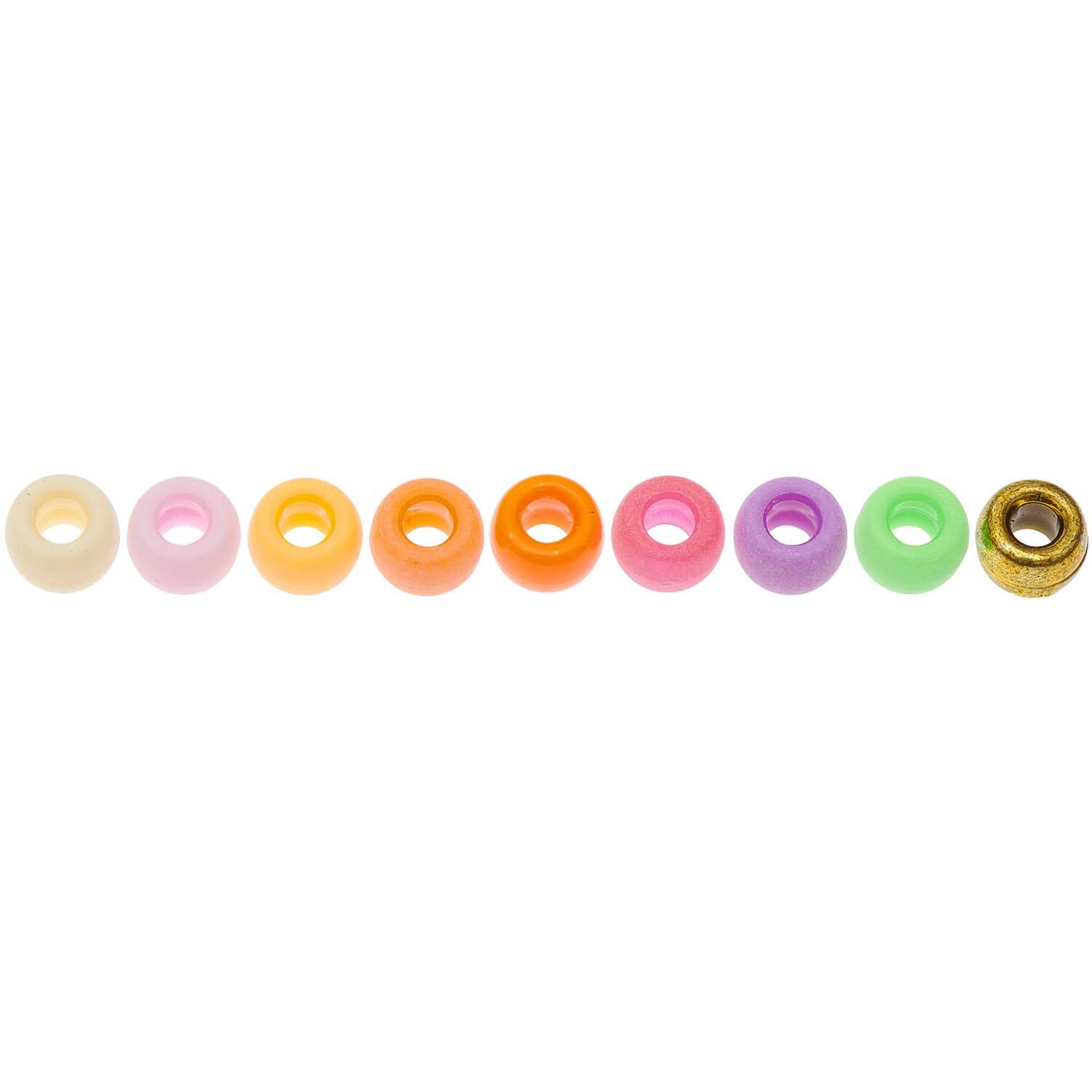 itoshii - Ponii Beads Neon Mix 9x6mm, 80 Stück, bunte Perlenreihe in leuchtenden Farben von Rico Design. Ideal für kreative Bastelprojekte.
