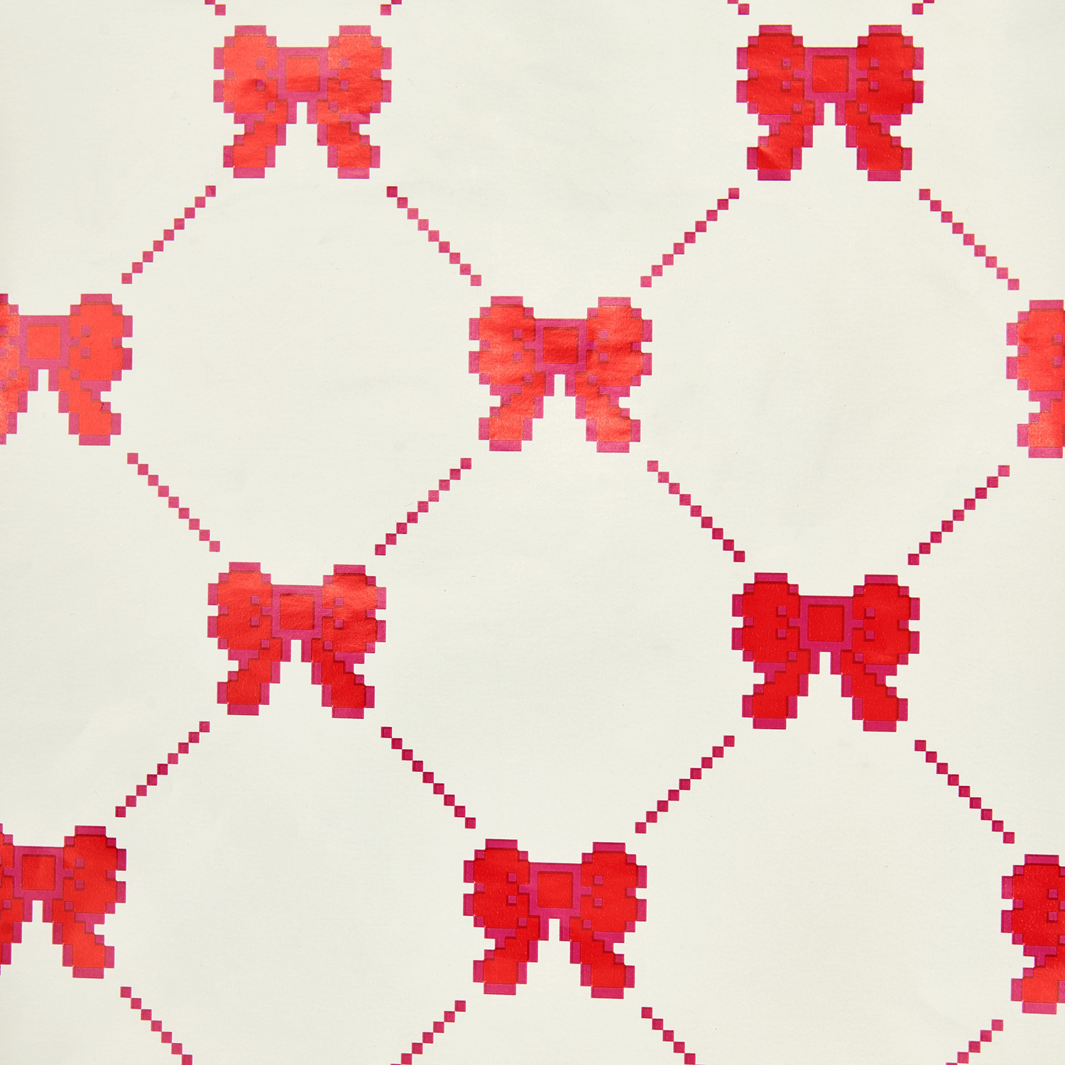 Geschenkpapier Pixel Schleifen 70cm 2m 80g/m² Farbe Creme von Rico Design Geschenkpapier Pixel Schleifen mit roten Schleifen auf cremefarbenem Hintergrund, 70cm x 2m, 80g/m².