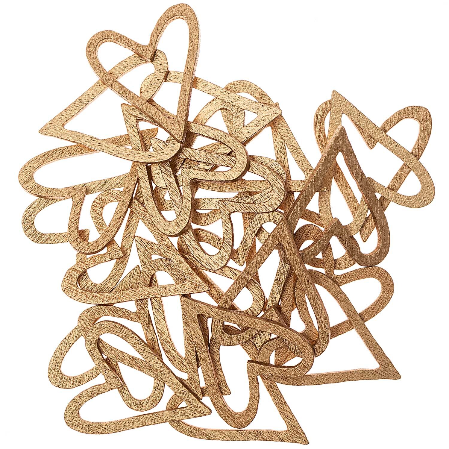 Holzstreu Herz offen 24 Stück Farbe Gold von Rico Design Holzstreu Herz offen 24 Stück: Goldene, offene Herzformen von Rico Design, ideal für Dekorationen.