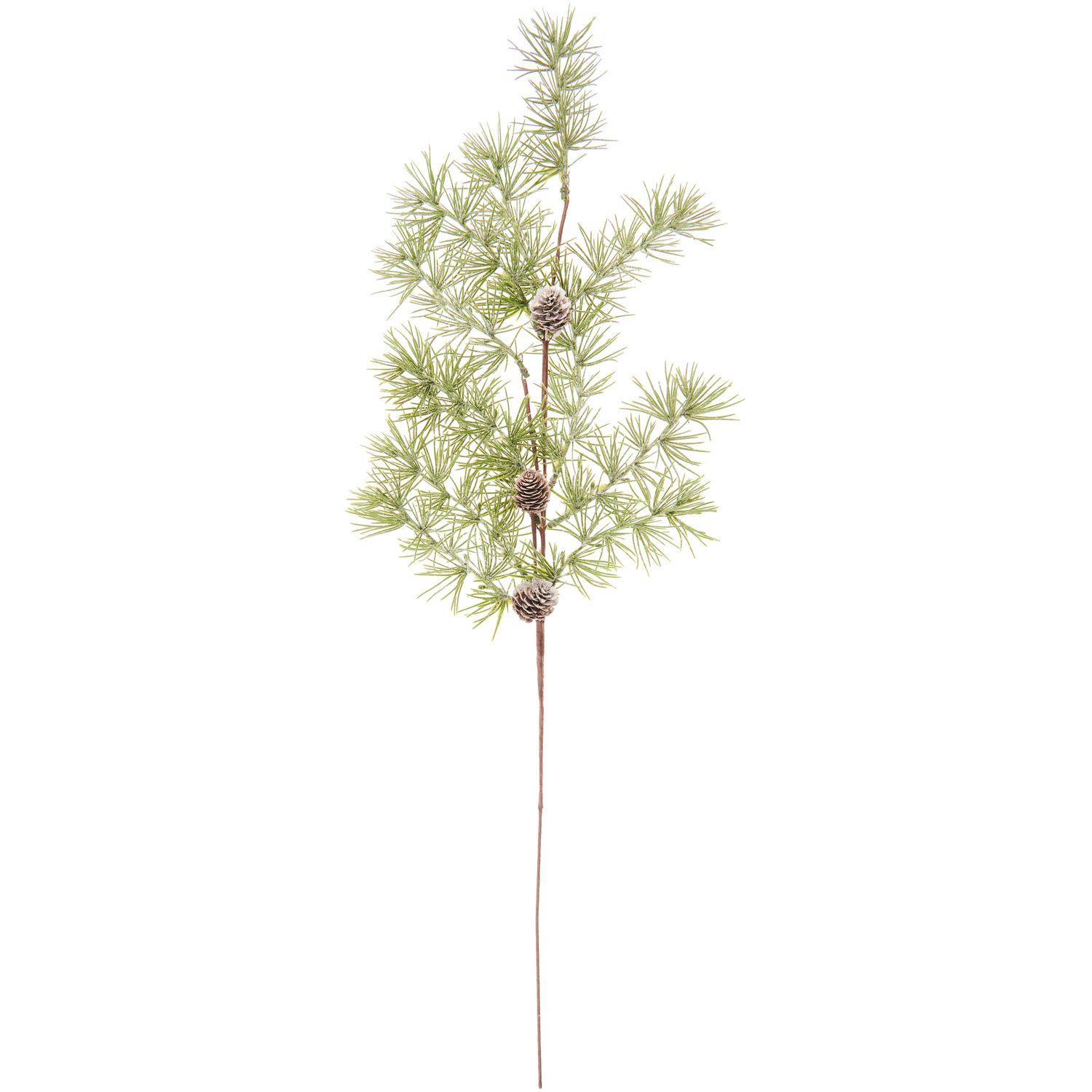 Tannenzweig mit Zapfen geeist: Künstlicher Zweig von Rico Design, 68cm, mit grünen Nadeln und Zapfen. Ideal für winterliche Dekorationen.