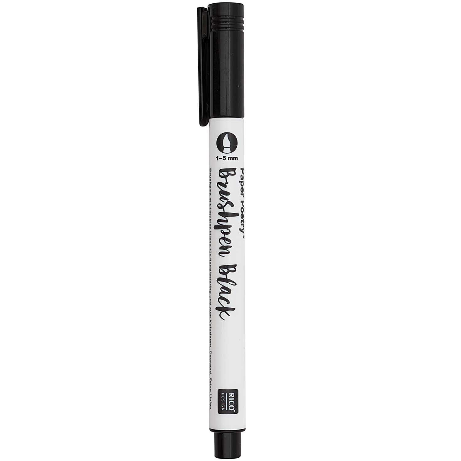 Paper Poetry Brushpen von Rico Design mit 1-5mm Spitze, ideal für präzises Zeichnen.