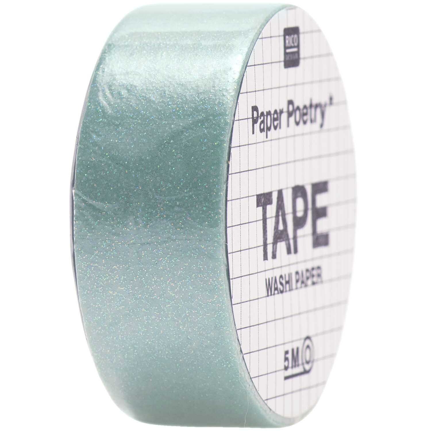 Paper Poetry Tape Glitter 15mm 5m Farbe Hellgrün von Rico Design
