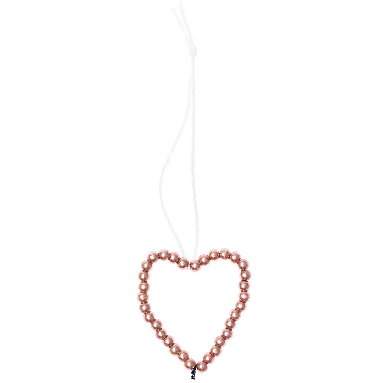 Perlenhänger Herz klein rosegold von Rico Design: Herzförmiger Anhänger aus Perlen in Roségold, ideal für Dekorationen.