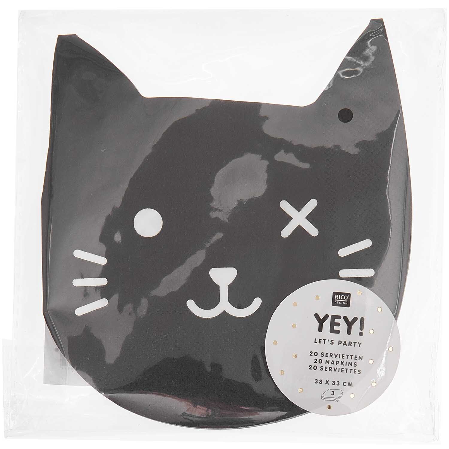Servietten Katze schwarz 33x33cm 20 Stück von Rico Design