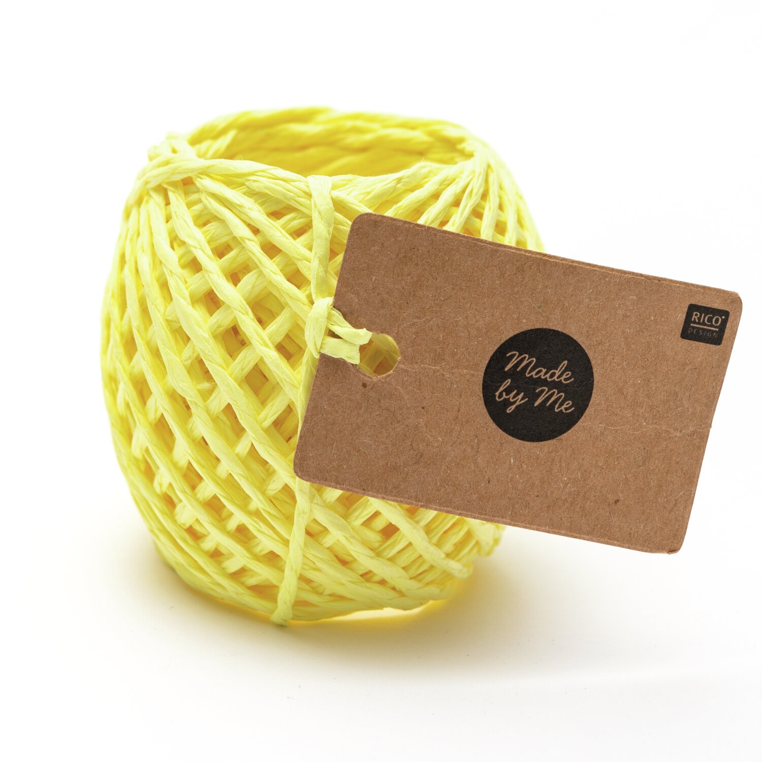 Papierschnur 1mm 20m in leuchtendem Gelb von Rico Design, ideal für kreative Bastelprojekte.