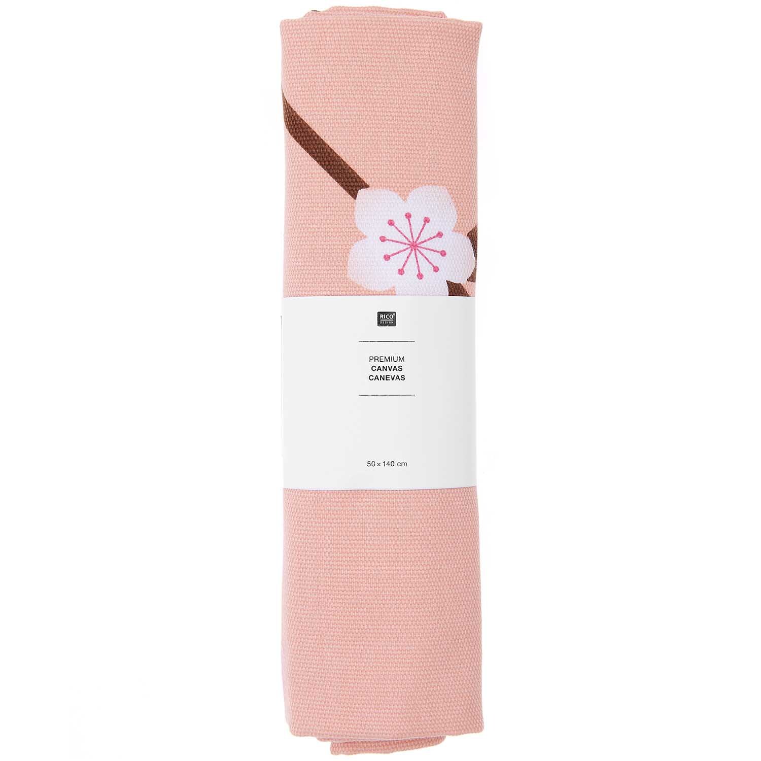 Stoffabschnitt Canvas Kirschblüten pfirsich 50x140cm von Rico Design
