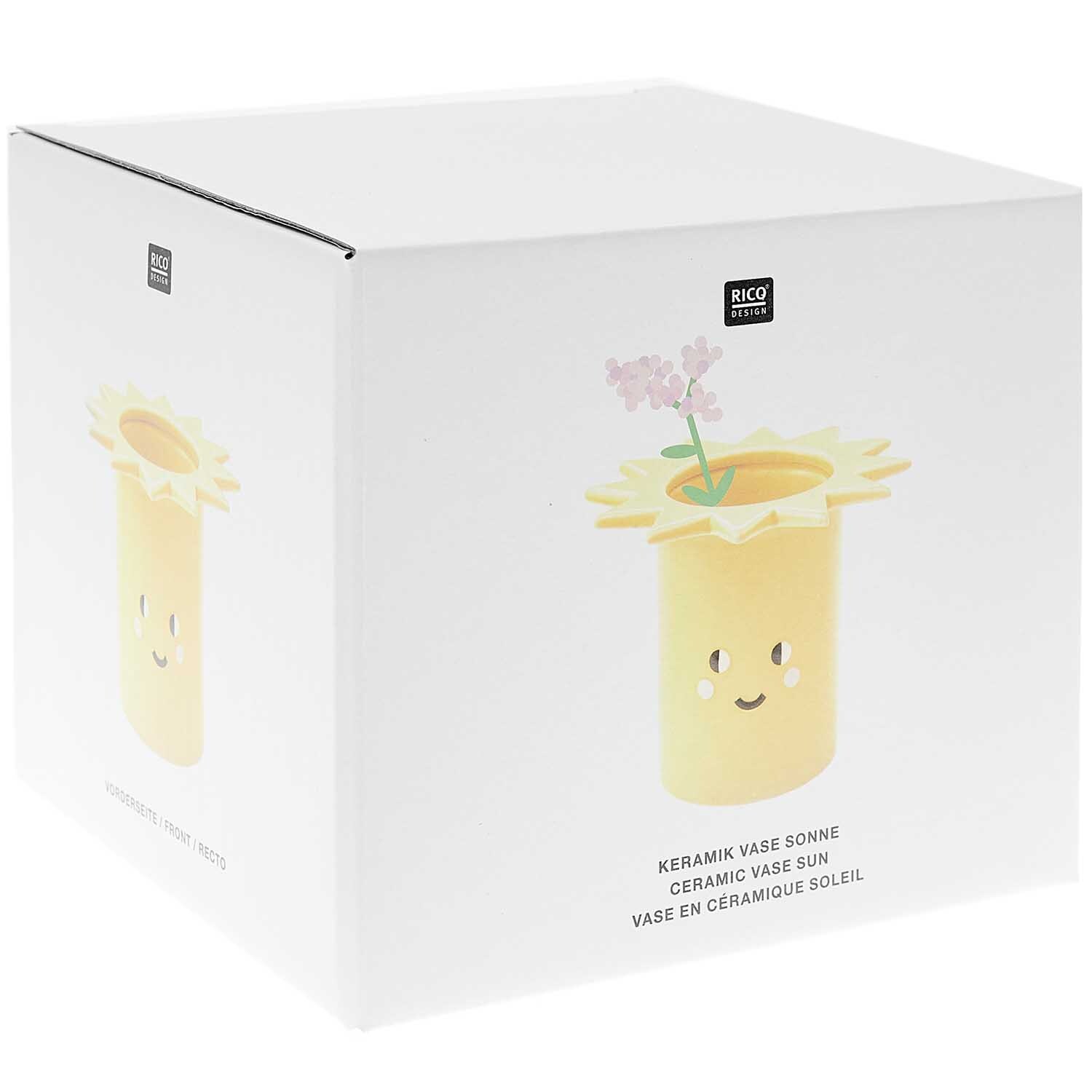 Keramik Vase Sonne gelb 14x14x11,5cm von Rico Design