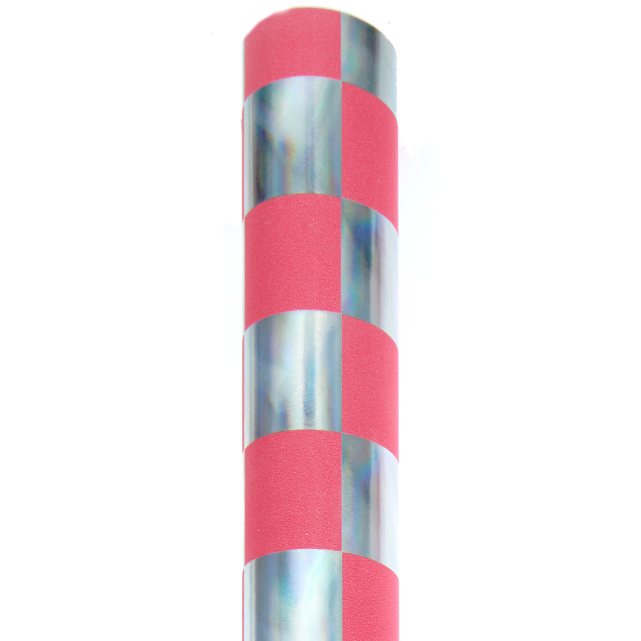 Paper Poetry Geschenkpapier Schachbrett mit neonpinken und silbernen Quadraten, 200x70cm, 80g/m². Ideal für kreative Geschenkverpackungen.