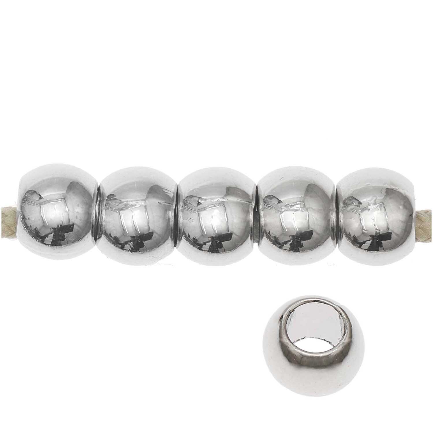 itoshii - Ponii Beads Perlen 9x7mm 20 Stück Farbe Silber von Rico Design itoshii - Ponii Beads Perlen 9x7mm, 20 Stück, in glänzendem Silber von Rico Design, aufgereiht und einzeln gezeigt.