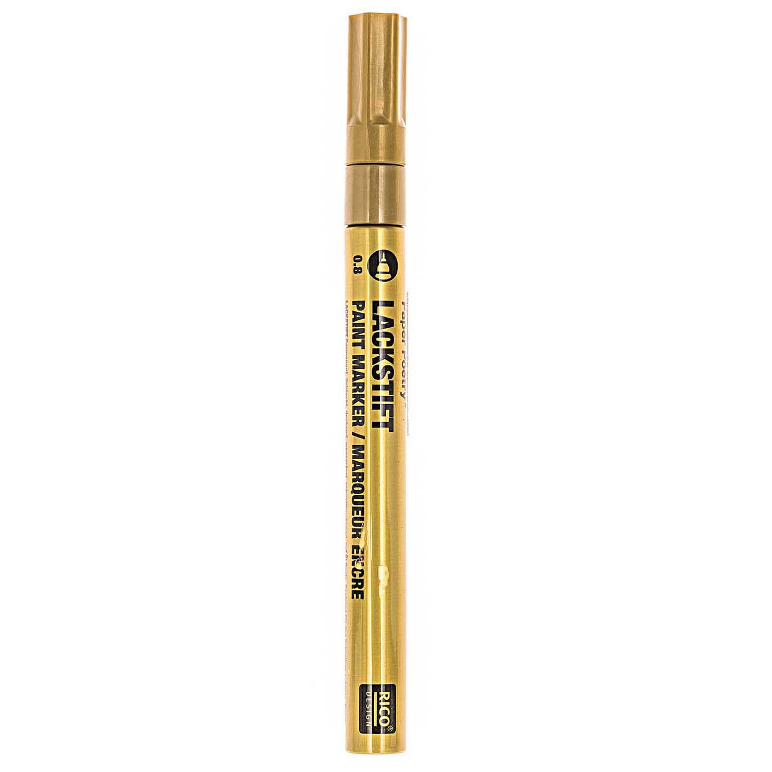Lackmarker 0,8mm von Rico Design in Gold, ideal für präzises Zeichnen und Schreiben.