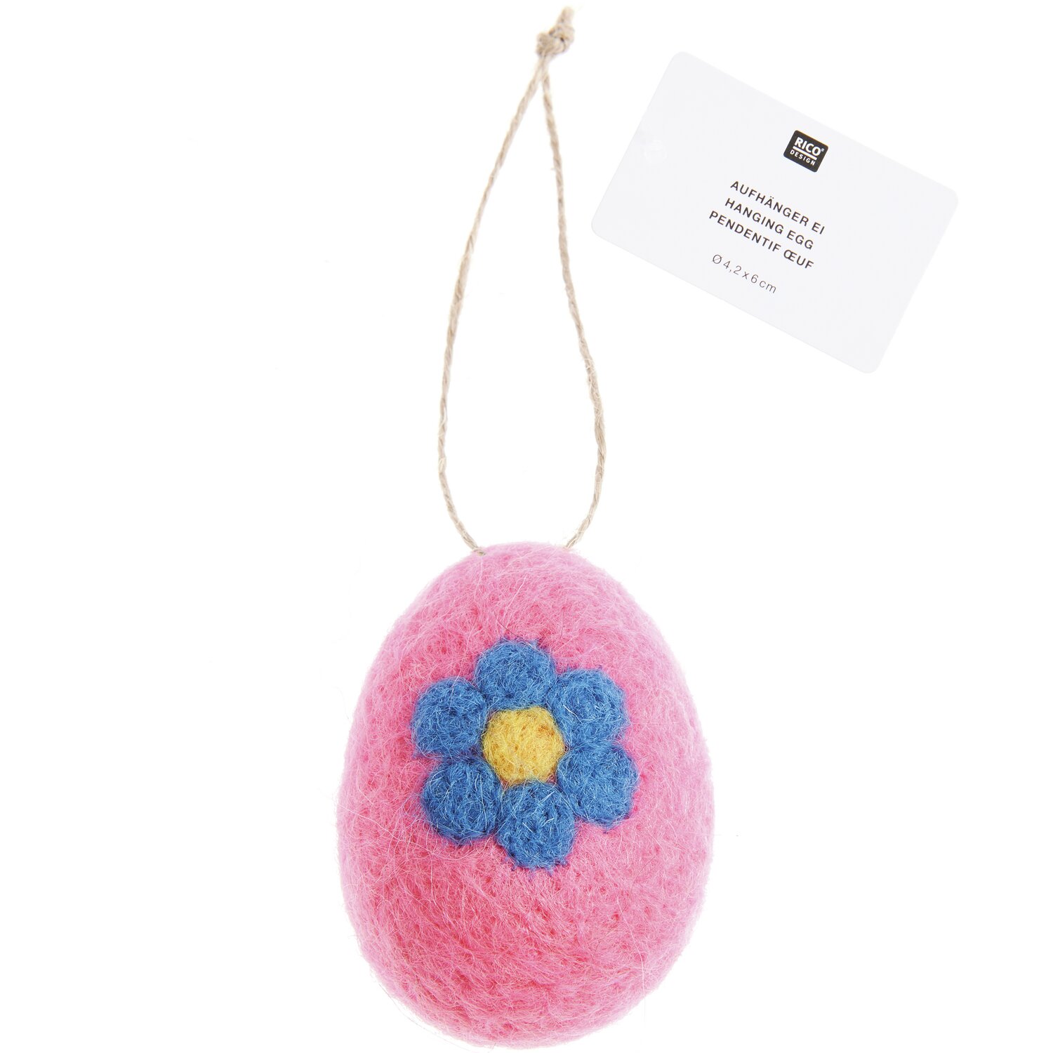 Aufhänger Filz-Ei Blüte Pink Ø4,5x6cm von Rico Design