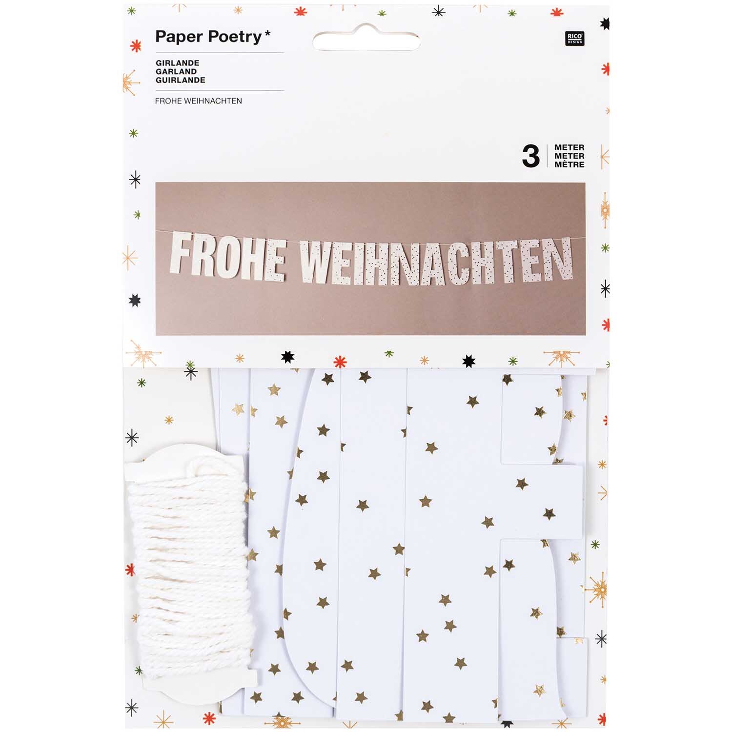 Paper Poetry Girlande Frohe Weihnachten 3m Hot Foil von Rico Design