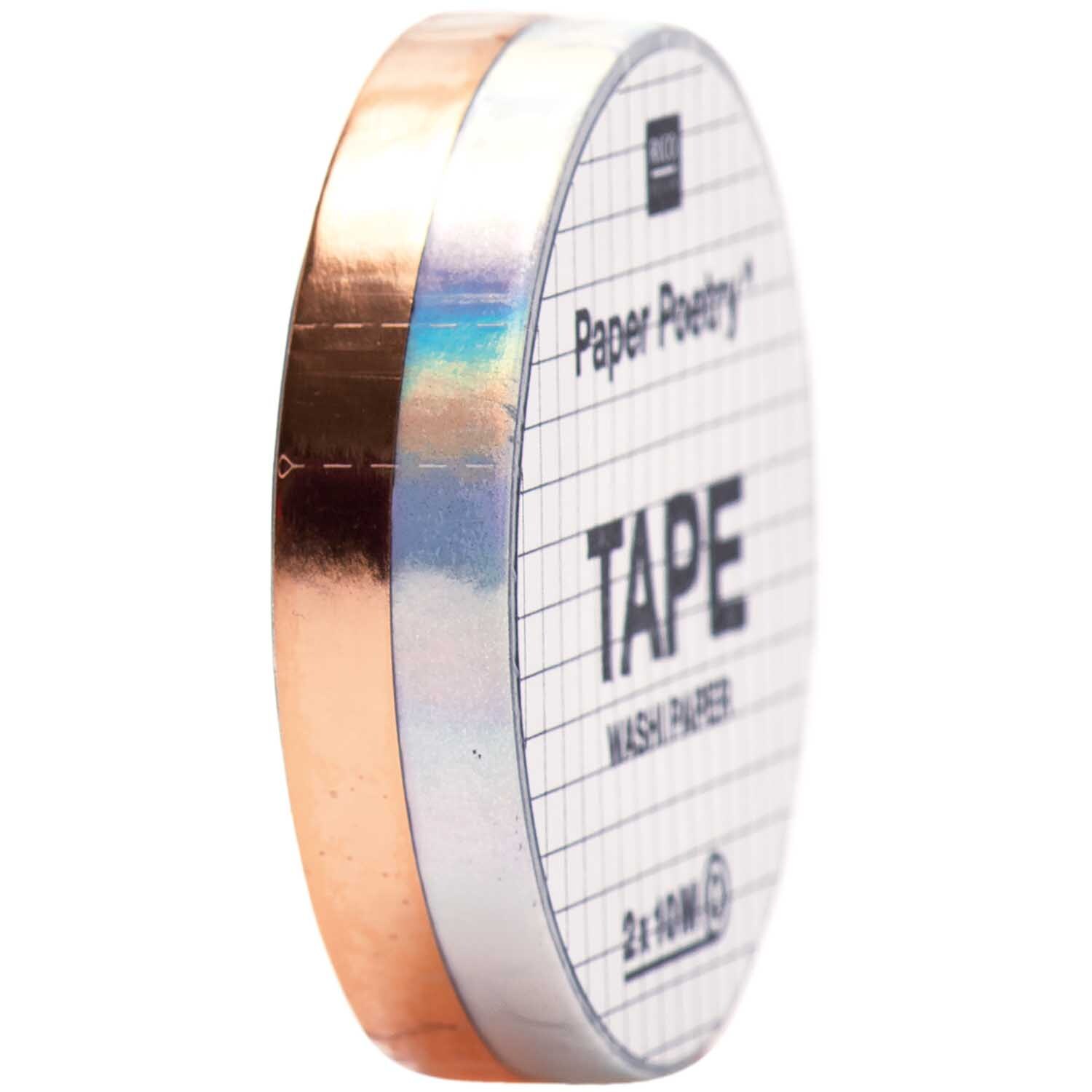 Paper Poetry Tapes Metallic 5mm 10m 2 Stück Farbe Irisierend-Roségold von Rico Design